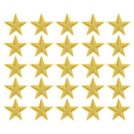 Morcheiong 100 Pcs Star Iron on Patches Gold 3cm Small Sew Embroidered Iron on Star Patches Bulk Appliques for Clothes Hats DIY Jeans Jackets Backpacks Embellishments