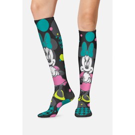 Tooniforms Women's 10-15mmHg Compression Socks – Knee High, Soft Knit, Fun Prints, Supports Circulation - TPRINTSUPPORT, Regular, Minnie Houndstooth