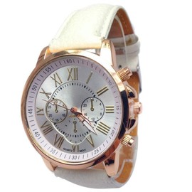 Women Analog Quartz Wrist Watch, LsvtrUS Stylish Faux Leather Watches White