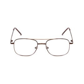 Calabria 8151 Square Pilot Metal Reading Glasses +4.50 Brown Men Women Designer Classic Trendy Readers Stylish Chic Eyeglass