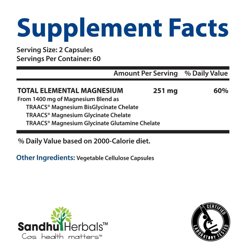 Magnesium Triple Complex 120 Capsules - Support Heart, Nerves &