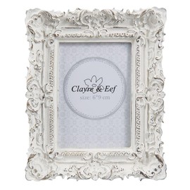Clayre & Eef 2F0506 Picture Frame / Photo Frame 10 x 2 x 12 cm / 6 x 9 cm White Shabby Chic