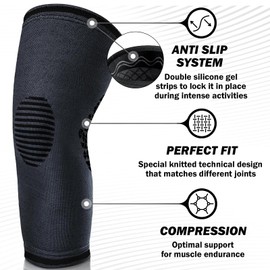 POWERLIX Knee Compression Sleeve (Pair) - Best Knee Brace for Knee Pain for Men & Women – Knee Support for Running, Basketball, Volleyball, Weightlifting, Gym, Workout, Sports