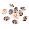 Cheriswelry 10pcs Cowrie Shell Beads Printed Black Zebra-Stripe Natural Spiral