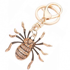 YONGYAN Spider Rhinestone Cute Keychain Purse Bag Buckle Ladies Bag Pendant Charm Insect Animal Car Keyring for Women (Gold)