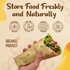 Bee’s Wrap Reusable, Eco Friendly Beeswax Food Wraps, Organic Cotton Food Storage, Assorted Pack of 3 (S, M, L) - Sustainable, Durable, Washable