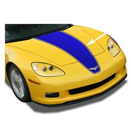 BENINI DESIGN STUDIO 2005-2013 Corvette C6 Hood Racing Stripe Vinyl Decal Black Blackout Compatible with 03-13 Corvette C6 2006 2007 2008 2009 2010 (Blue)
