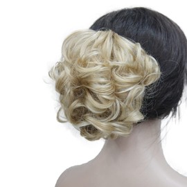 Wiginway Hair Ponytail Hair Piece for Women Ponytail, Clip in/on Hair Pieces, Curly Wavy Hair Extensions, Blonde Highlighted