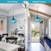 Qufute Mid-Century Modern Plug in Pendant Light Fixture,Blue Glass Pendant