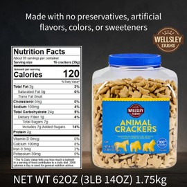 Wellsley Farms Animal Crackers 62oz. Resealable Tub.
