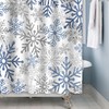 Canessioa Abstract Snowflake Shower Curtain Boho Blue and Grey Snowflakes