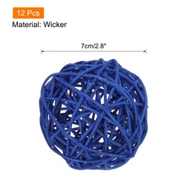 MECCANIXITY 12 Pcs Wicker Rattan Balls Decorative Balls 2.8Inch for Vase Fillers,Wedding,Garden,Hallway Party,Dark Blue