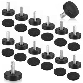 TIESOME 1/4" Thread Furniture Feet Levelers, 12 Pcs Adjustable Furniture Feet Screw in Threaded with 12 Pcs Felt Pads Levelers Screw on Furnishing Glide Leveling for Table Chairs Stool Legs