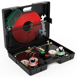 TOOLIOM Oxygen & Acetylene Torch Kit, Gas Cutting Welding Torch Set Welder Tools with Regulator Gauges Nozzles Hose