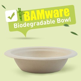Green Earth, 12 oz, 125-Count, Compostable Bowls, Natural Bamboo Fibers, Everyday Tableware - Biodegradable – Disposable - Round Shape - Microwave-Safe - Gluten-Free - Eco-Friendly