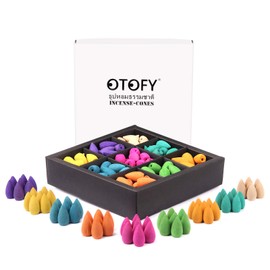 OTOFY Backflow Incense Cones 180 Pcs of 100% Natural Handwork Scents Rose Tulip Jasmine Lavender Rose for Backflow Incense Burner Holder Natural | Meditation & Yoga Gift（Black White）