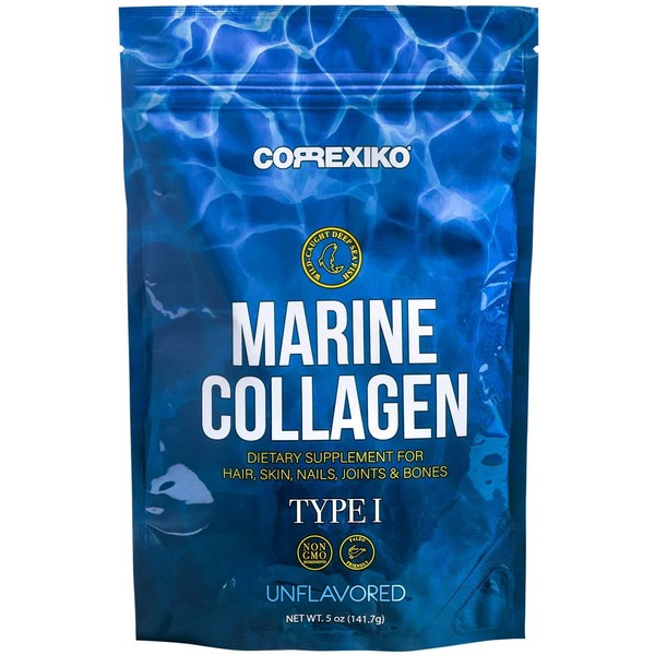 Marine Collagen Peptides Powder by Correxiko | Hydrolyzed Collagen Supplement for Joints, Skin, Hair, Nails and Digestion | Made in Canada from Wild-Caught Deep Sea Fish (5 oz.)