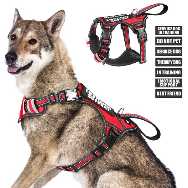 WINSEE Service Dog Vest No Pull Dog Harness with 7