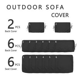 Kimunuk 14 Pcs Outdoor Cushion Slipcovers Outdoor Patio Cushion Covers Replacement Waterproof with Zipper for Outdoor Furniture, Patio Sofa Couch 3 Sizes, Covers Only