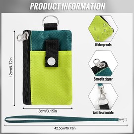 KufaerBeam Minimalist Small Wallet with ID Window, RFID Blocking Card Holder,Waterproof Nylon Zipper ID Case Wallet with Lanyard Keychain for Cards, Cash,Key, Coin (Green)