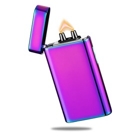 RSBYE Electric Lighter Rechargeable USB C Plasma Arc Lighter Big Flame Electronic Lighters Metal Windproof Unique Pocket Lighters Box for Holiday, Friends, Family (Ice Colorful)