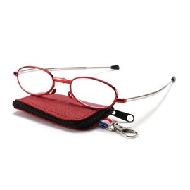 HAITCONGR Portable and Foldable Square-Frame Blue Light Blocking Reading Glasses for Women Red 1.0 R1104