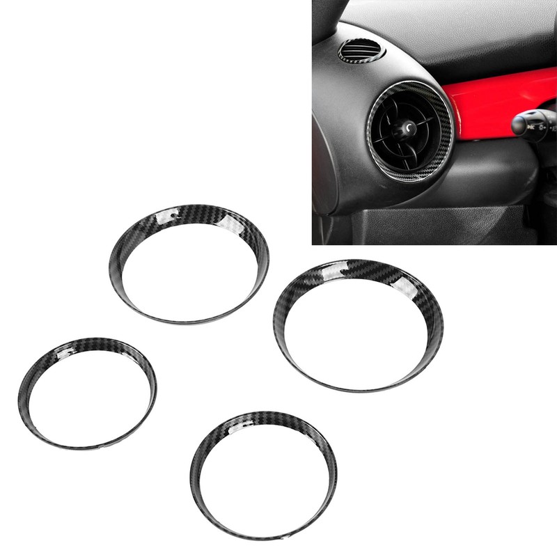 4 Pcs Air Outlet Cover Carbon Fiber Style Dashboard AC