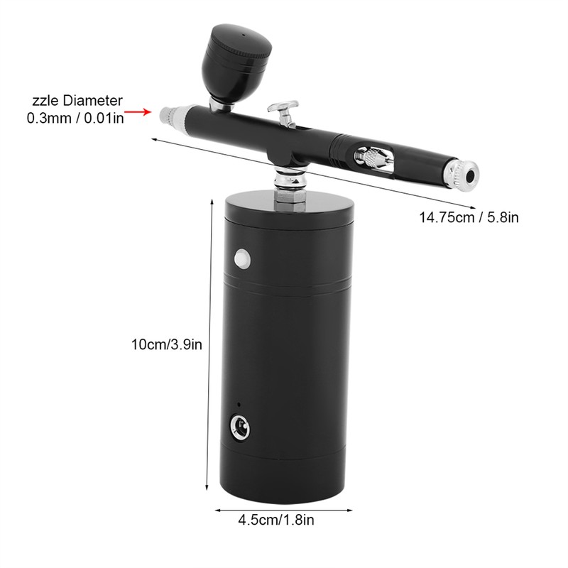 0.3mm Black Mini Air Compressor Spray Gun Airbrush Set 7CC