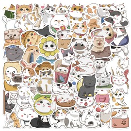 Cute Cat Stickers - 62 PCS, Vinyl Waterproof Stickers for Water Bottles, Laptop, Phone, Guitar, Skateboard, Luggage, DIY Decoration - Funny Kawaii Animals Decals for Kids and Adults