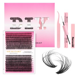 XIUSUZAKI DIY Lash Extension Kit Individual Lash Clusters Kit 280Pcs with Lash Bond and Seal and Remover Tweezers for Lash Cluster Extensions Kit for Beginner(30D+40D D Kit, 10-16mm Mixed, 3D Fluffy)