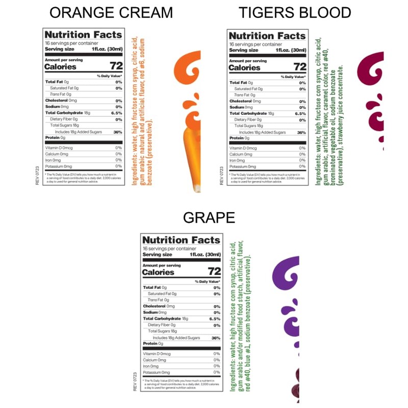 Time For Treats 3-Pack Orange Cream, Tiger's Blood, Grape Syrup