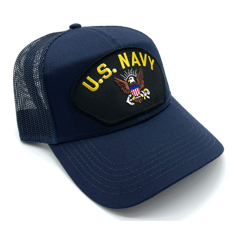Infinite Hats US Navy Patch Mesh Adjustable Baseball Cap (Black)