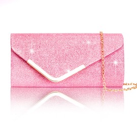 Larcenciel Women's Clutch Bag Shiny Sequin Evening Bags Silver Pink Gold Black, pink, Contemporary