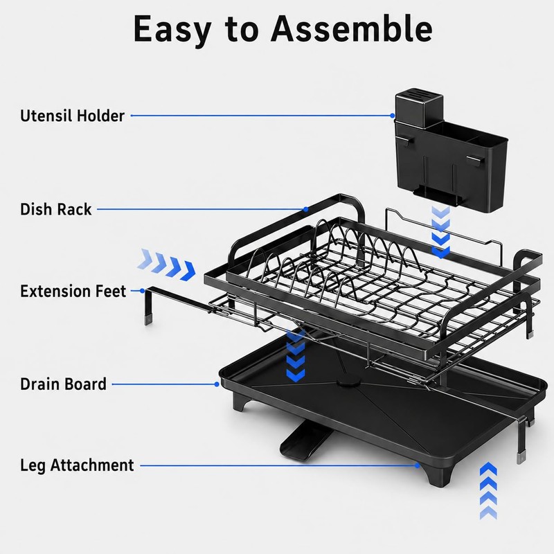 Kitchen Dish Drying Rack – Multifunctional & Expandable Dish Drainer;