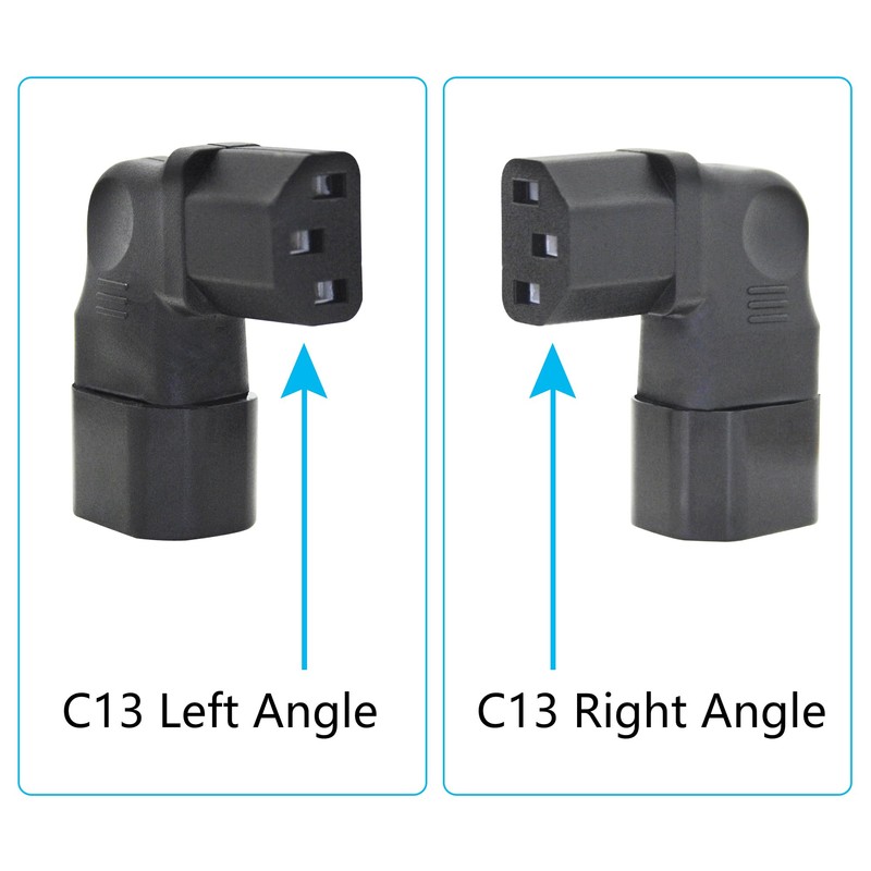 1Pair 90 Degree IEC 320 C14 Male to C13 Female