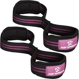 AQF Weight Lifting Straps Figure 8 with Padded Cuff Wrist support Training Gym Straps Hand bar Grip Gloves Support Workout (Black & Pink)