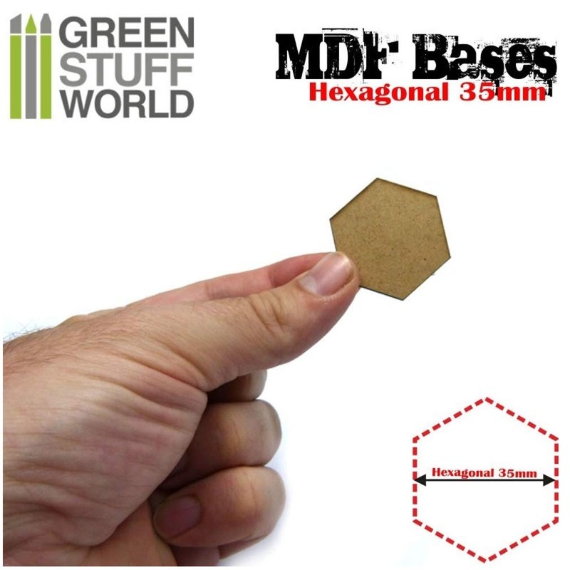 Greenstuff World GSWD-9356 MDF Base Hexagonal Set Diameter 10 Pieces