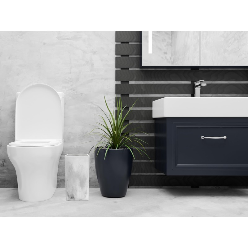 Essentra Home Marble Rectangular Trash Can for Home Office, Bedroom,