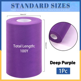 Glarks 1Pcs 15CM x 100Yards(300FT) Deep Purple Tulle Fabric Roll, Tulle Organza Fabric Spool for DIY Tutu Skirt Baby Shower Decor Wedding Backdrop Crafts Birthday Party Supplies