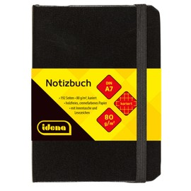Idena 209283 A7 notebook, squared, with bookmark and inner pocket, black
