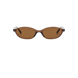 IKANOO Retro Oval Sunglasses for Women Men Cat Eye 90s Style Trendy Narrow Sunnies Vintage Small Sun Glasses (Brown)