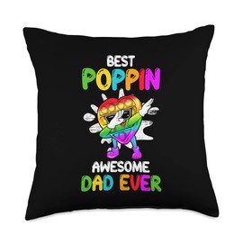 Fathers Day Funny Dabbing Poppin Best Awesome Dad Ever Throw Pillow