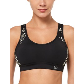 Yvette Women’s Sports Bra, Strong Hold, Large Sizes, Crossed Back, Padded, Fitness, Running, Jogging, Yoga