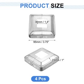 sourcing map 4Pcs Post Base Cover, 3.75"x3.75" (Internal Size 1.4"x1.4") Metal Split Style Post Skirt, Porch Column Wrap for Post Fence Deck Cable Railing Baluster Stair Rails, Silver