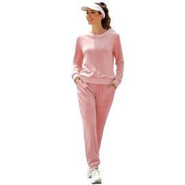 Totatuit Sweatsuit for Women 2 Piece Velour Tracksuit Pullover Outfits Velvet Sportswear Jogging with Pockets
