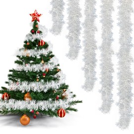 LIMITADA 5 x 2 m Christmas Garland Glitter White Garland Christmas Tree Tinsel Garland Christmas Tinsel Garland Christmas Decoration Garland Artificial Decorative Garland with Snowflakes for Door