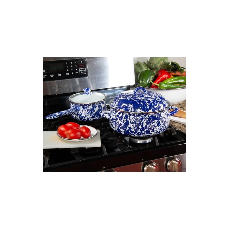 Golden Rabbit Enamelware - 4qt Dutch Oven (Cobalt Swirl)