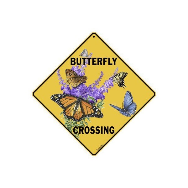 CROSSWALKS Butterfly Crossing 12" X 12" Aluminum Sign (X419)