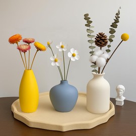 Mleuxvics Ceramic Vase for Home Decor Set of 4, Decorative Flower Vases for Bedroom, Living Room, Bathroom, Entryway, Table Centerpiece, Modern Minimalist Vases for Decor-Multicolor