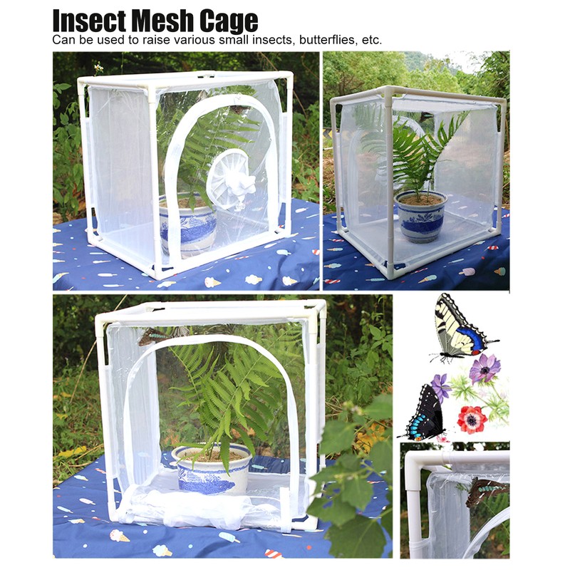 Insect Mesh Cage Greenhouse Outdoor Ventilated Butterflies Habitats Cage 40x30x40cm